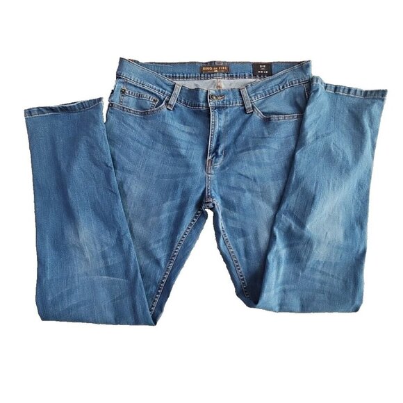 Ring of Fire Jeans Men's Size W33 L32 Straight Leg Slim Fit Med Wash Stretch - Picture 2 of 16